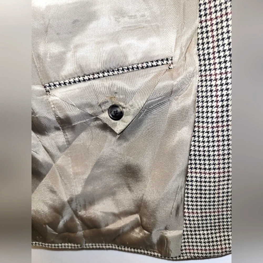 Vintage Burberrys Wool Houndstooth Blazer Saks Fifth Avenue Size Large